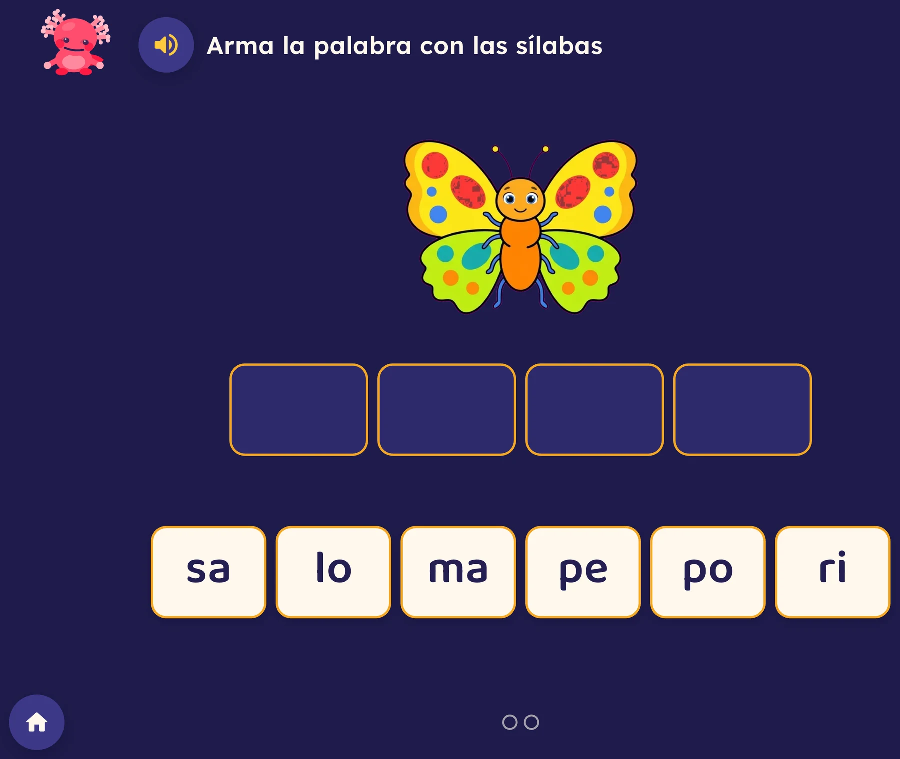 Actividad inicial para separar palabras en sílabas